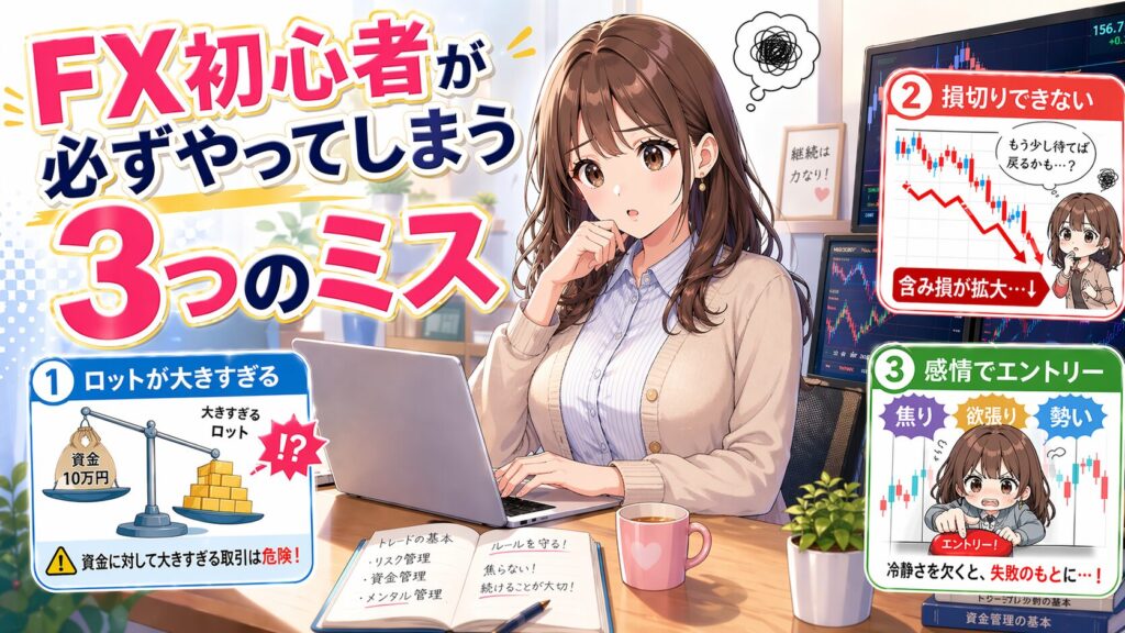 FX初心者が必ずやってしまう3つのミス｜ロットが大きすぎる・損切りできない・感情でエントリー