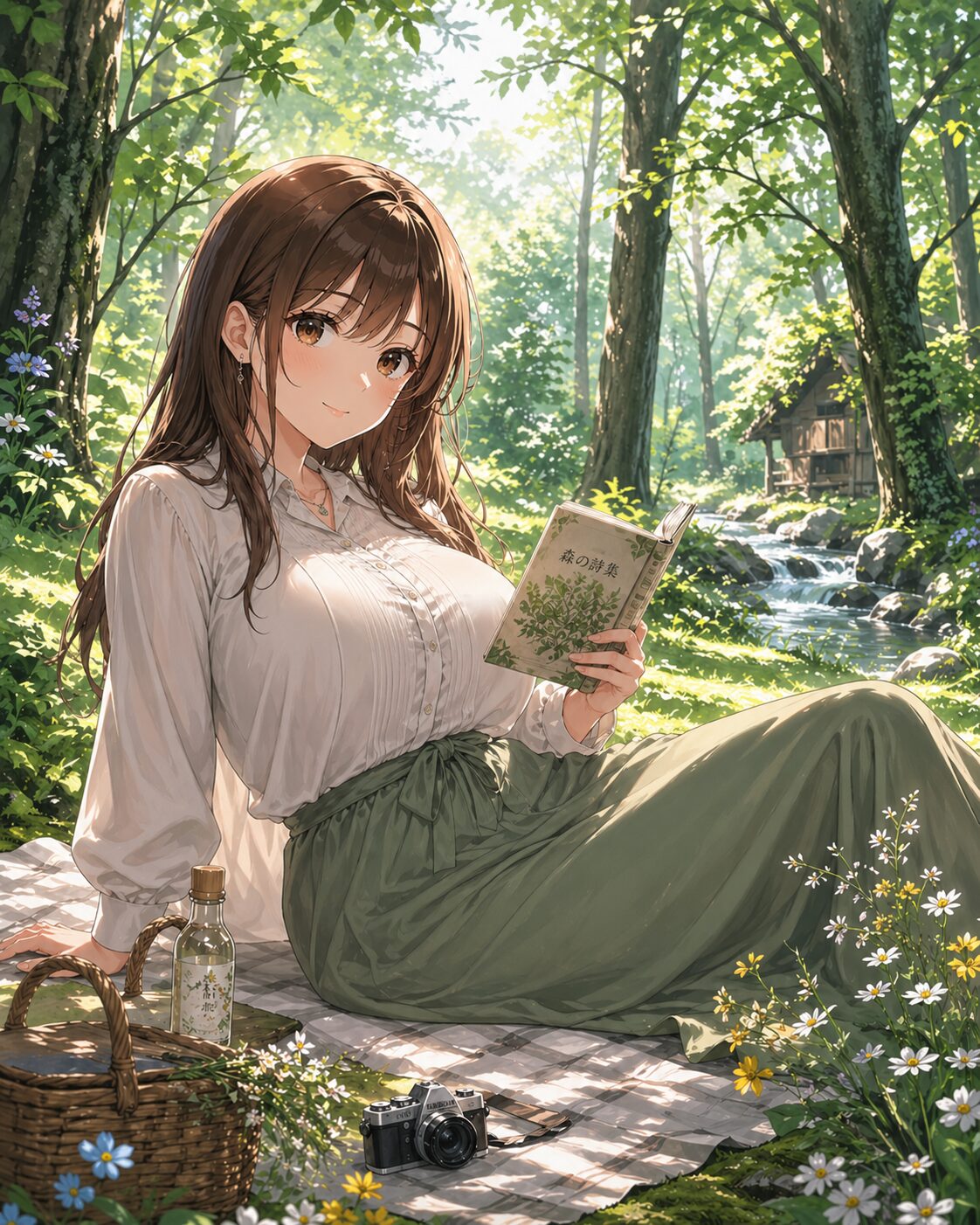 5月病セルフケアのがんばらない日｜森で本を読み心を休める女性のイメージ