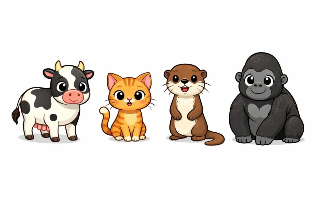 かわいい動物たちの並び