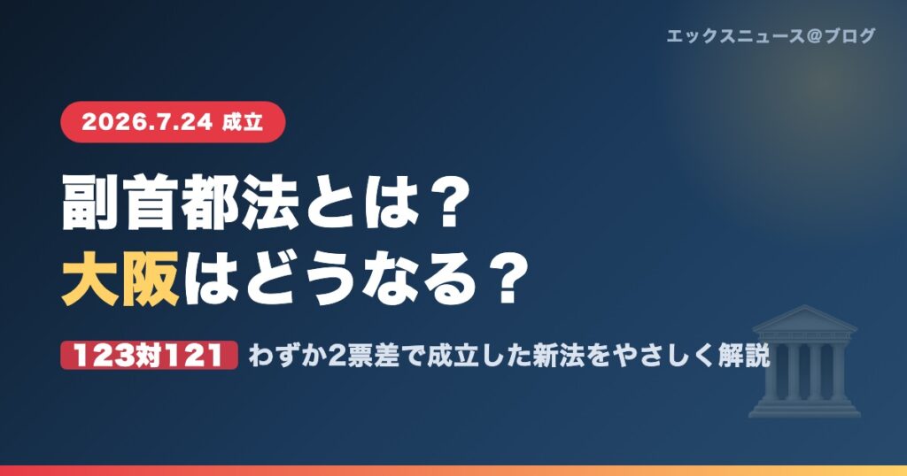 副首都法とは？大阪はどうなる？2票差で成立した新法の解説アイキャッチ