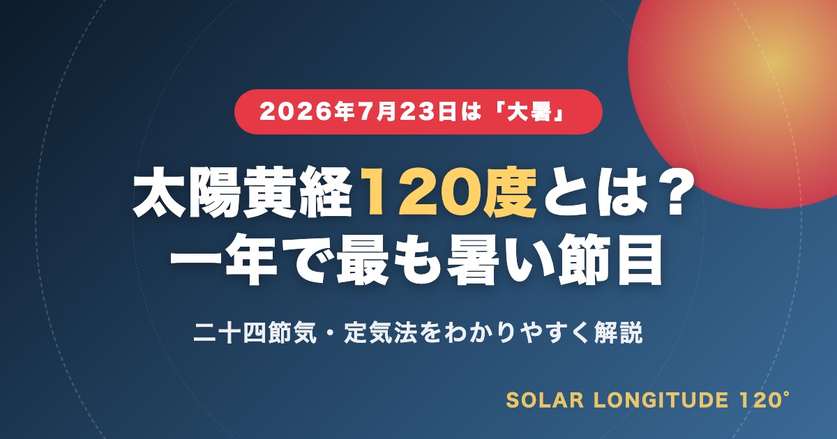 太陽黄経120度とは？大暑2026をわかりやすく解説するアイキャッチ画像