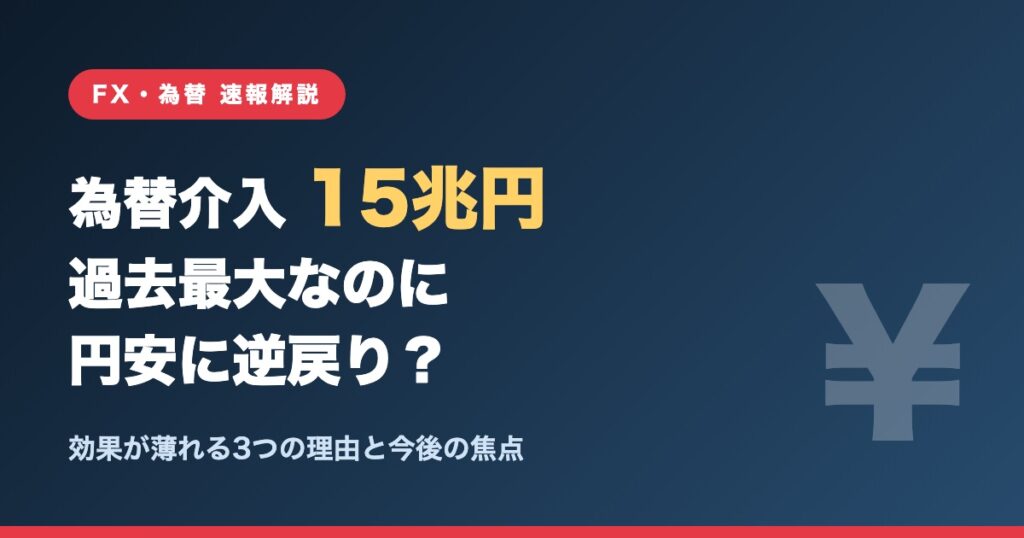 為替介入15兆円で過去最大なのに円安に逆戻り？効果が薄れる理由の解説
