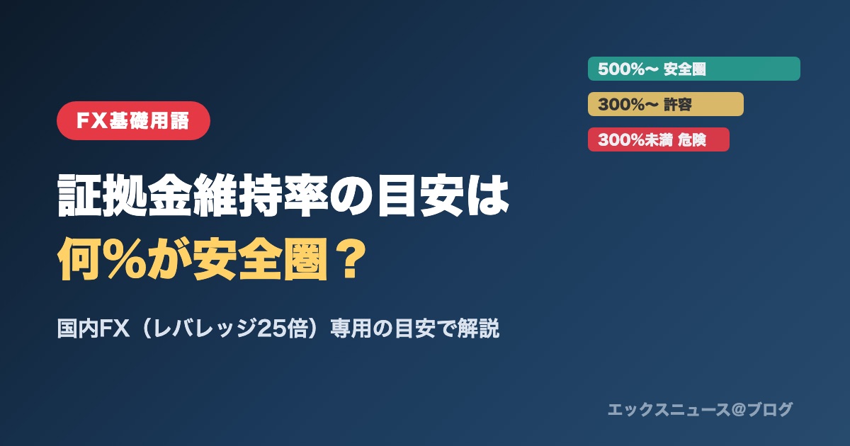 FXの証拠金維持率の目安は何%が安全圏?国内FX(レバレッジ25倍)専用の目安で解説