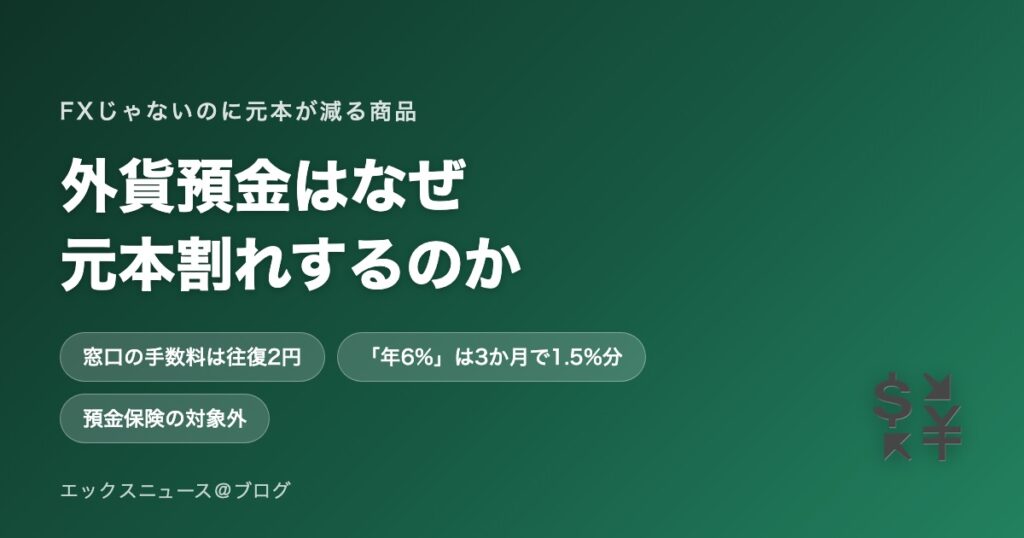 外貨預金はなぜ元本割れするのか 年6%の看板と手数料の罠