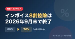 インボイスの8割控除が2026年9月末で終了し10月から7割控除になることを示す図