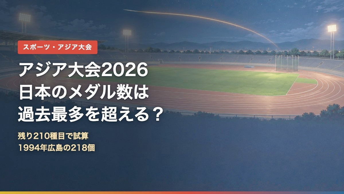 アジア大会2026の日本のメダル数は過去最多を超える?残り210種目で試算
