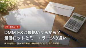 DMM FXは最低いくらから？最低ロットとミニ・ラージの違い（米ドル/円ミニ1Lot 6,292円・最安はトルコリラ/円1,283円）