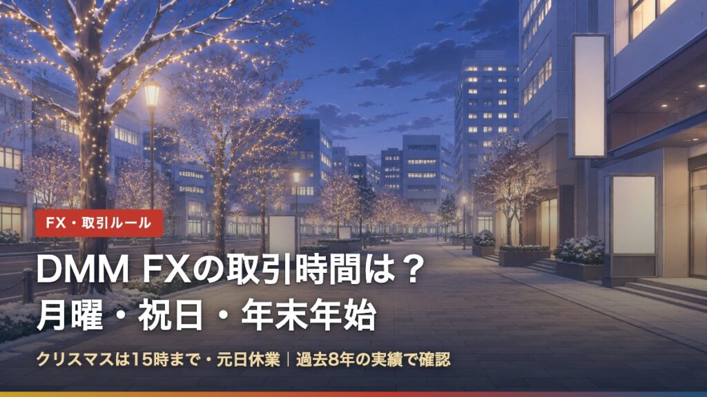 DMM FXの取引時間は？月曜・祝日・年末年始（クリスマスは15時まで・元日休業）