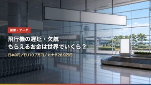 空港のターミナルと手荷物受取所。飛行機の遅延・欠航でもらえる補償額の国際比較