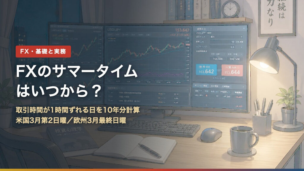FXのサマータイムはいつから？取引時間が1時間ずれる日を10年分計算