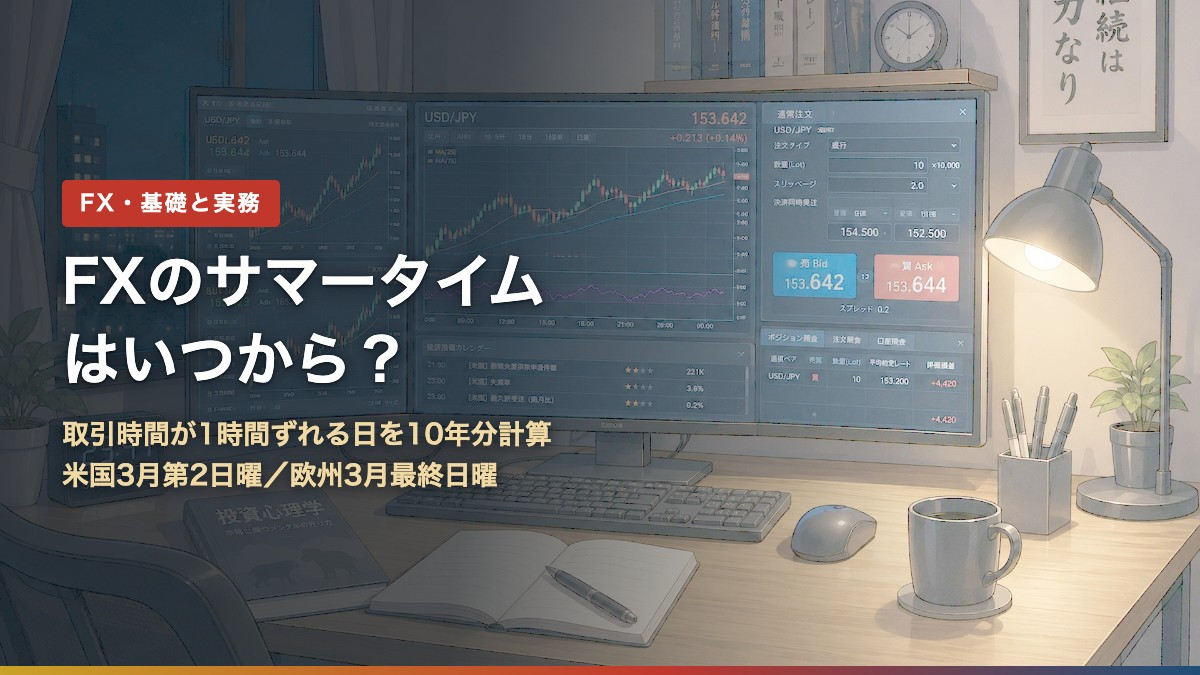 FXのサマータイムはいつから?取引時間が1時間ずれる日を10年分計算