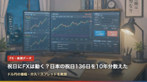 祝日にFXは動く？日本の祝日136日のドル円を10年分数えた（値幅・介入・スプレッドの実測）