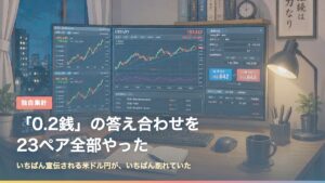 DMM FXのスプレッド公表実績23通貨ペアを集計したことを示すアイキャッチ画像