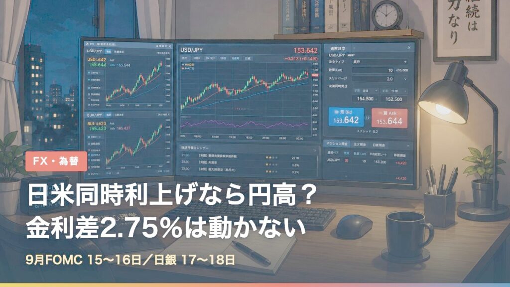 日米同時利上げと金利差2.75％を示すアイキャッチ画像