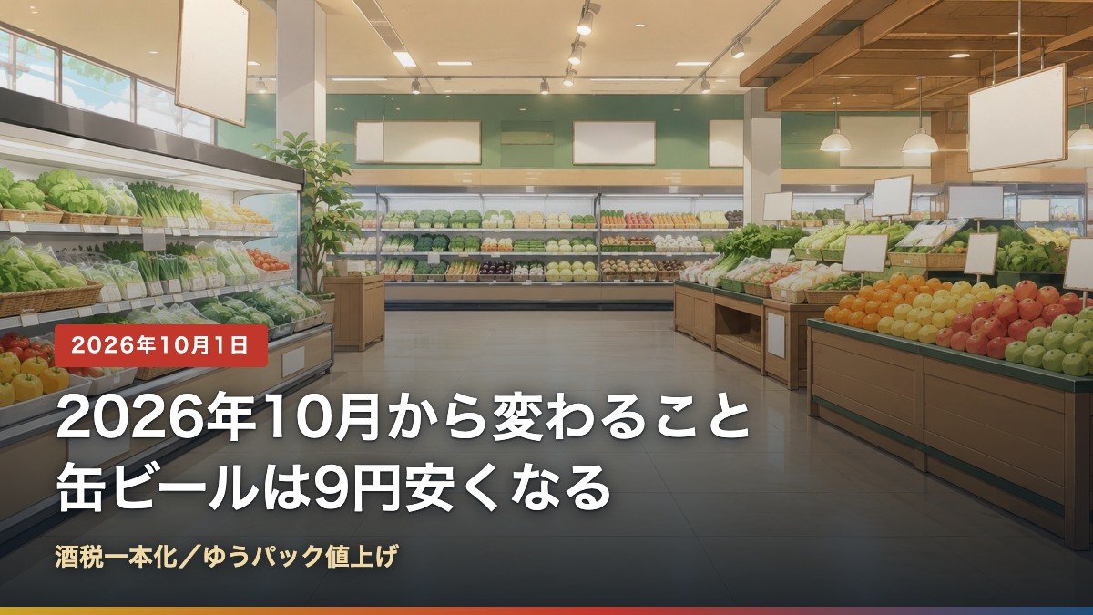 2026年10月から変わること一覧、酒税の一本化とゆうパック値上げ