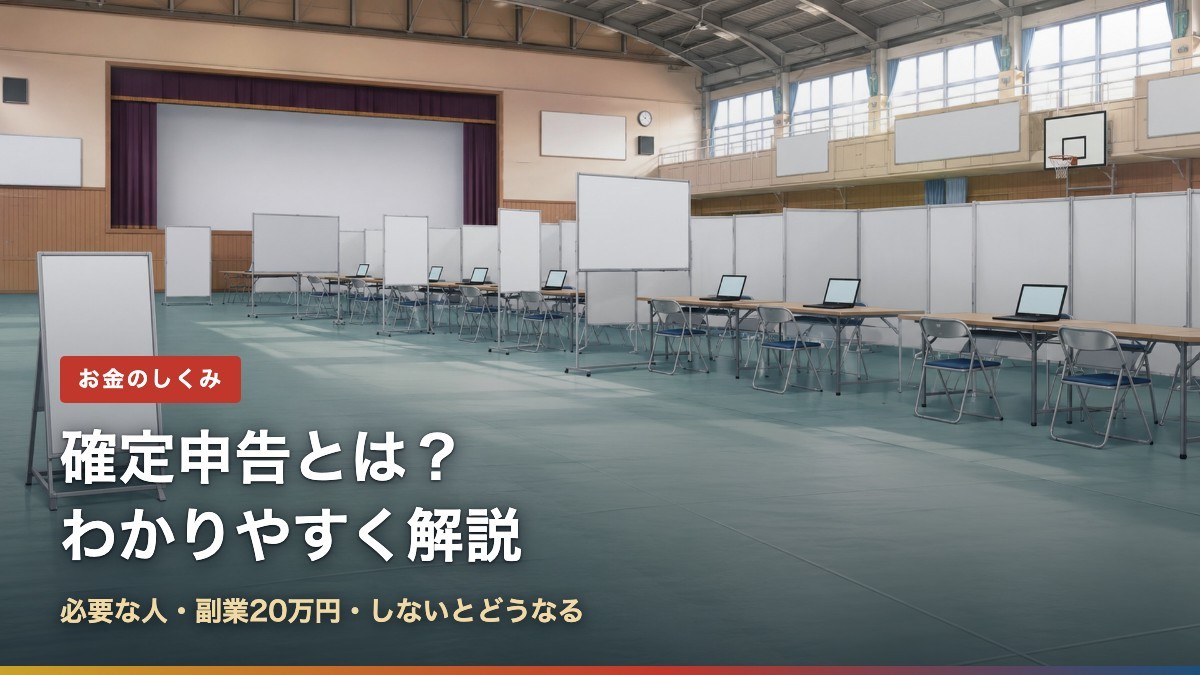 確定申告とは?わかりやすく解説(確定申告会場のイラスト)