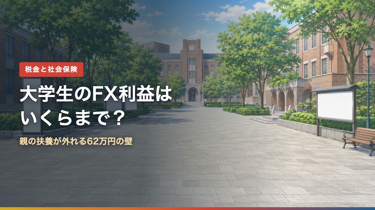 大学生のFX利益と親の扶養の62万円の壁を示すアイキャッチ