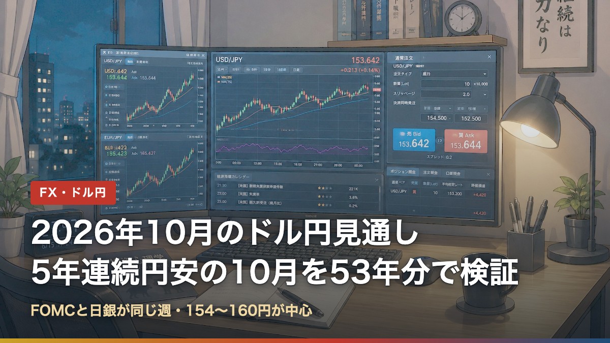 2026年10月のドル円見通し|5年連続円安の10月を53年分で検証