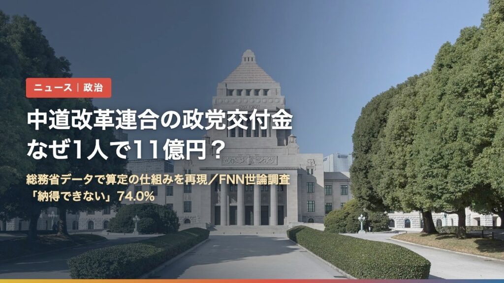 国会議事堂（中道改革連合の政党交付金、なぜ1人で11億円？）