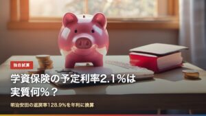 学資保険の予定利率2.1%は実質何%？明治安田の返戻率128.9%を年利に換算