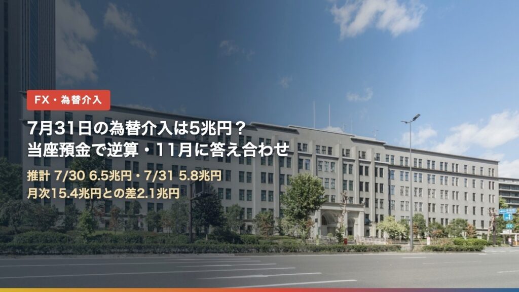 7月31日の為替介入は5兆円？日銀当座預金の逆算と11月の日次公表（財務省庁舎）