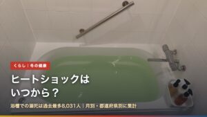 手すりのある浴室の浴槽。ヒートショックはいつから？入浴中の事故の月別データ