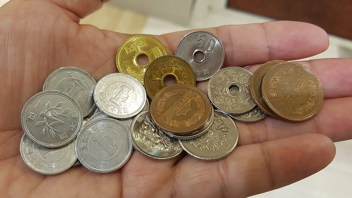 手のひらにのせた日本の硬貨