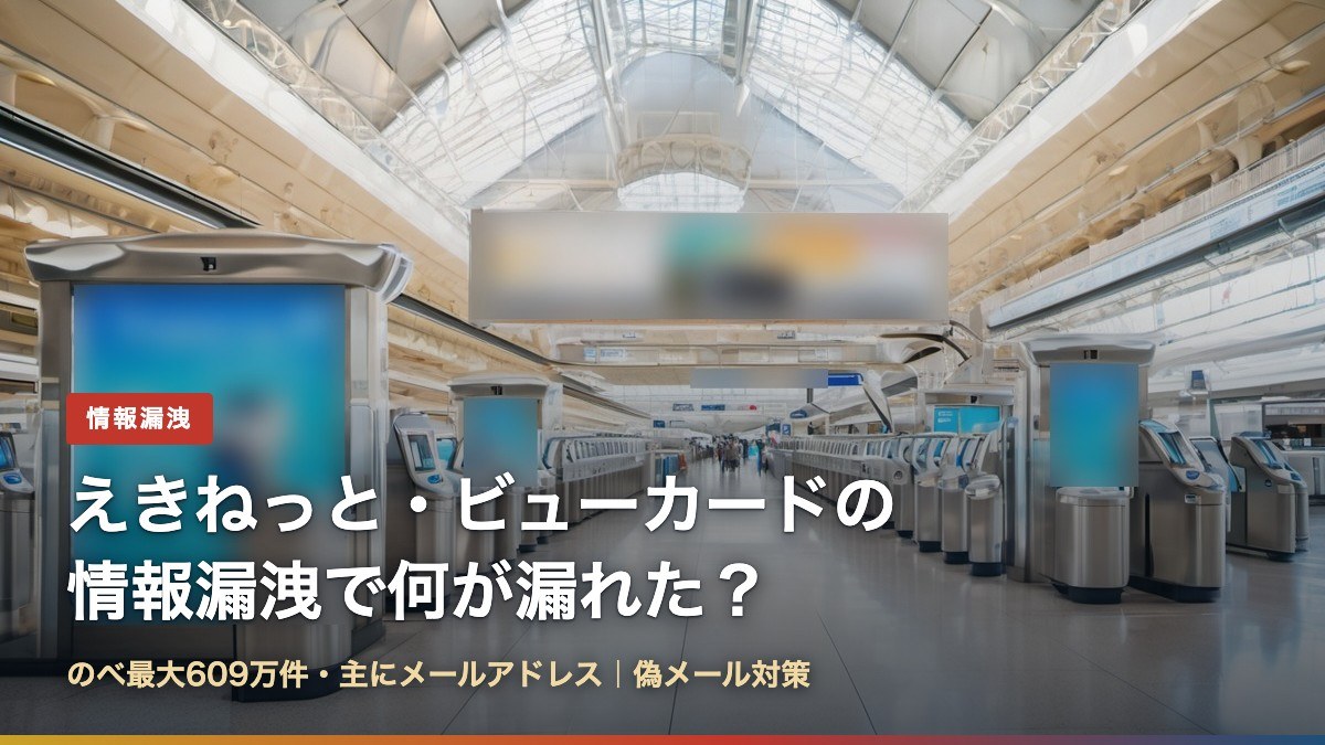 えきねっと・大人の休日倶楽部・ビューカードの情報漏洩(のべ最大609万件)で何が漏れたかを解説する記事のアイキャッチ