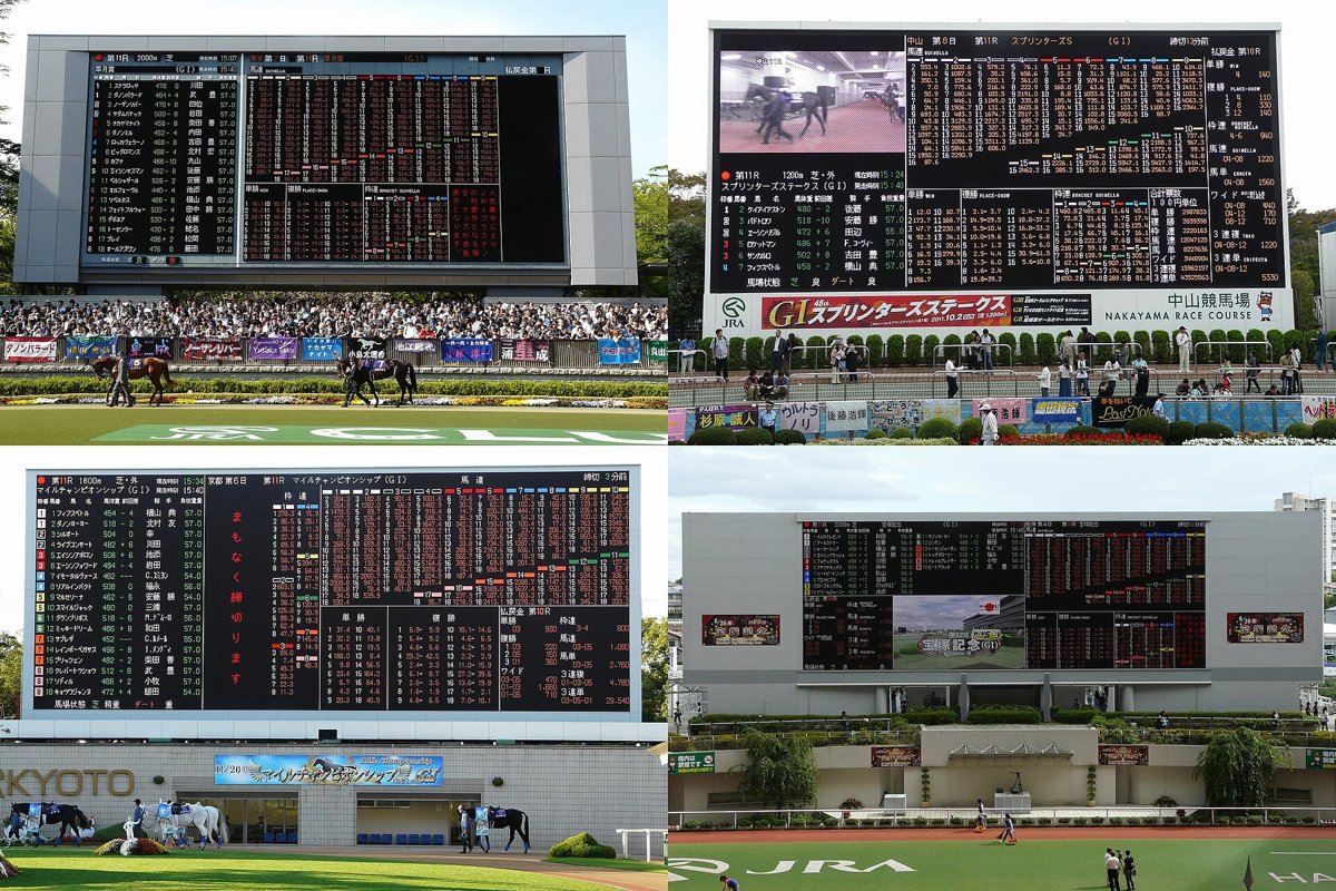JRAの競馬場の大型オッズ板(複数の競馬場)