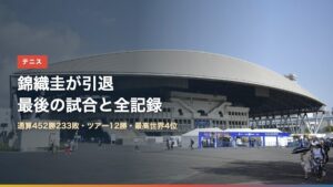 錦織圭の引退とキャリア全記録（背景：有明コロシアム）