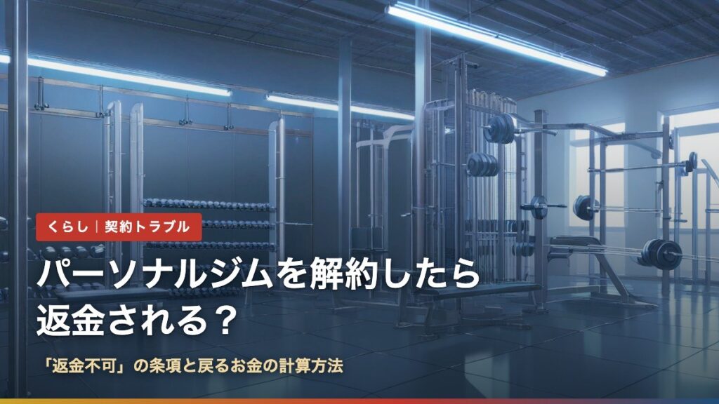 パーソナルジムを解約したら返金される？「返金不可」の条項と戻るお金の計算方法