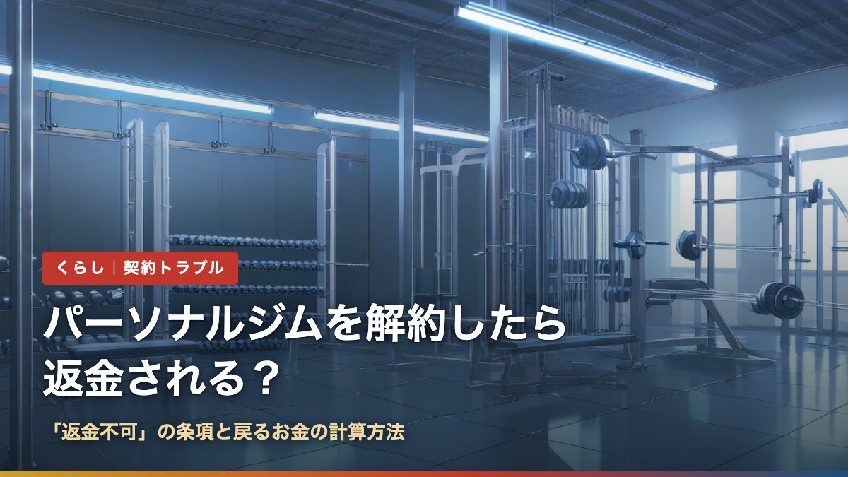 パーソナルジムを解約したら返金される?「返金不可」の条項と戻るお金の計算方法
