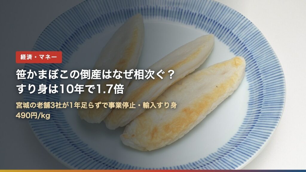 皿に盛られた笹かまぼこ（笹かまぼこの倒産はなぜ相次ぐ？すり身は10年で1.7倍）