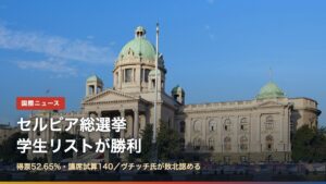 ベオグラードのセルビア国民議会議事堂（セルビア総選挙2026 学生リストが勝利）