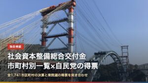 社会資本整備総合交付金の市町村別一覧と自民党の得票の検証（写真は建設中の天門新橋、熊本県上天草市）