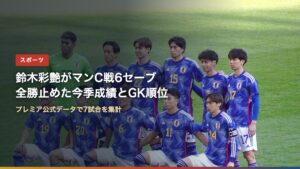 日本代表のGK鈴木彩艶（後列左）ら先発メンバー（鈴木彩艶がマンC戦6セーブ、今季成績とGK順位）