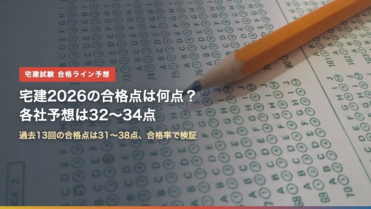 マークシートの解答用紙と鉛筆(宅建2026の合格点は何点?各社予想は32〜34点)