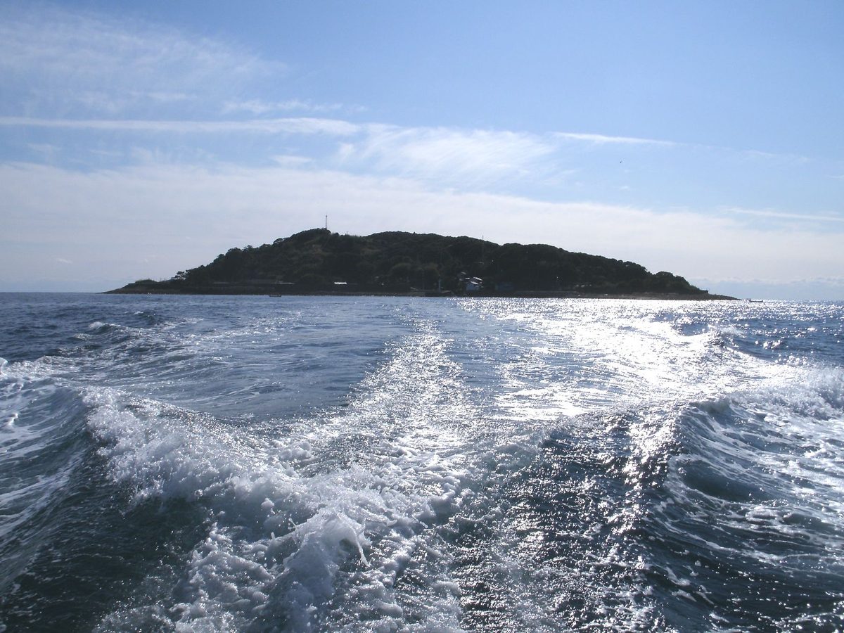 連絡船から見た徳島県牟岐町の出羽島