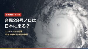 台風28号ノロは日本に来る？（背景は2006年に日付変更線を越えた台風イオケの衛星画像）