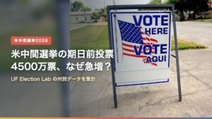テキサス州の投票所の「VOTE HERE／VOTE AQUI」看板（米中間選挙の期日前投票はなぜ急増？）
